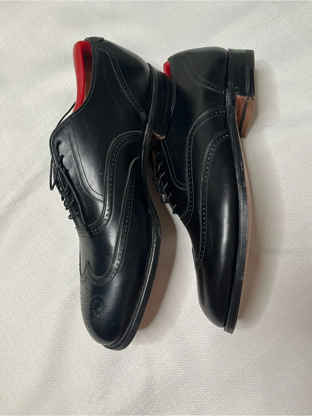 Vintage Nettleton Wingtip Leather Oxfords Fleur De Lis Medallion Brogue Rare